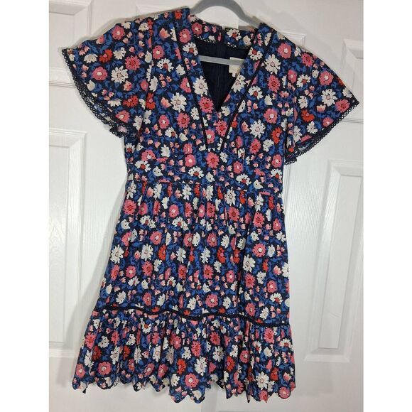 Kate spade womens size 12 shift dress blue pink boho whimsigoth flutter sleeve - Picture 4 of 11